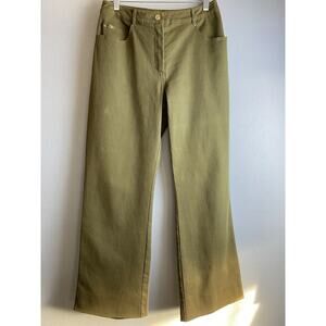 St. John Sport Sz 8 Women's Wide Leg Flare Pants Olive Green-READ